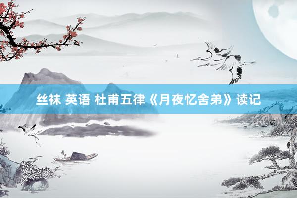 丝袜 英语 杜甫五律《月夜忆舍弟》读记