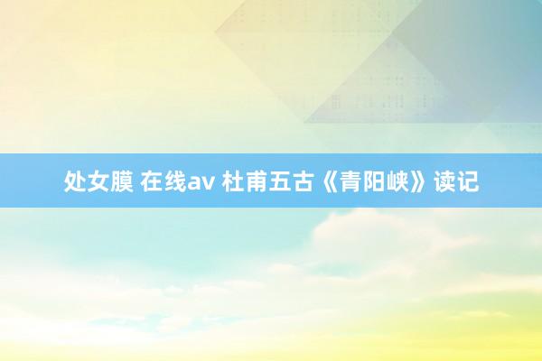 处女膜 在线av 杜甫五古《青阳峡》读记