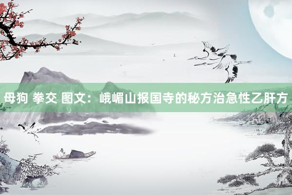 母狗 拳交 图文：峨嵋山报国寺的秘方治急性乙肝方