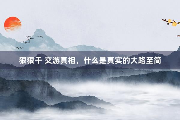 狠狠干 交游真相，什么是真实的大路至简