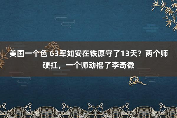 美国一个色 63军如安在铁原守了13天？两个师硬扛，一个师动摇了李奇微