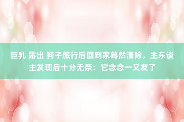 巨乳 露出 狗子旅行后回到家蓦然清除，主东谈主发现后十分无奈：它念念一又友了