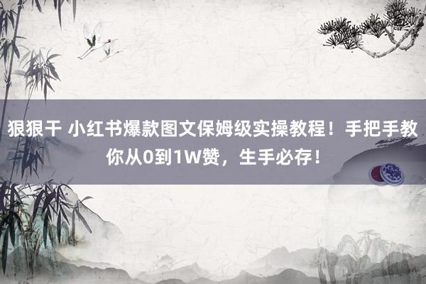 狠狠干 小红书爆款图文保姆级实操教程！手把手教你从0到1W赞，生手必存！