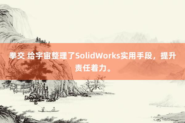 拳交 给宇宙整理了SolidWorks实用手段，提升责任着力。